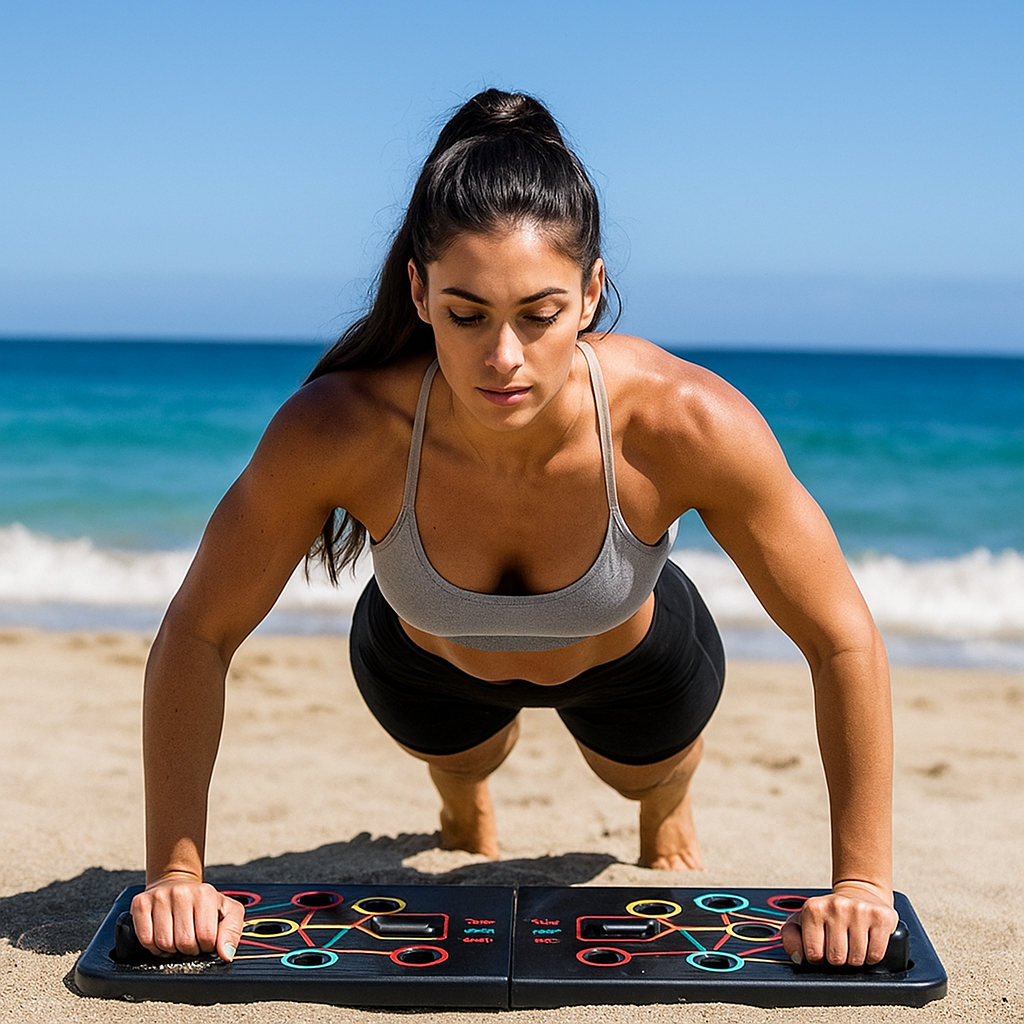 Color-Coded Push-Up Board with Resistance Band Combo