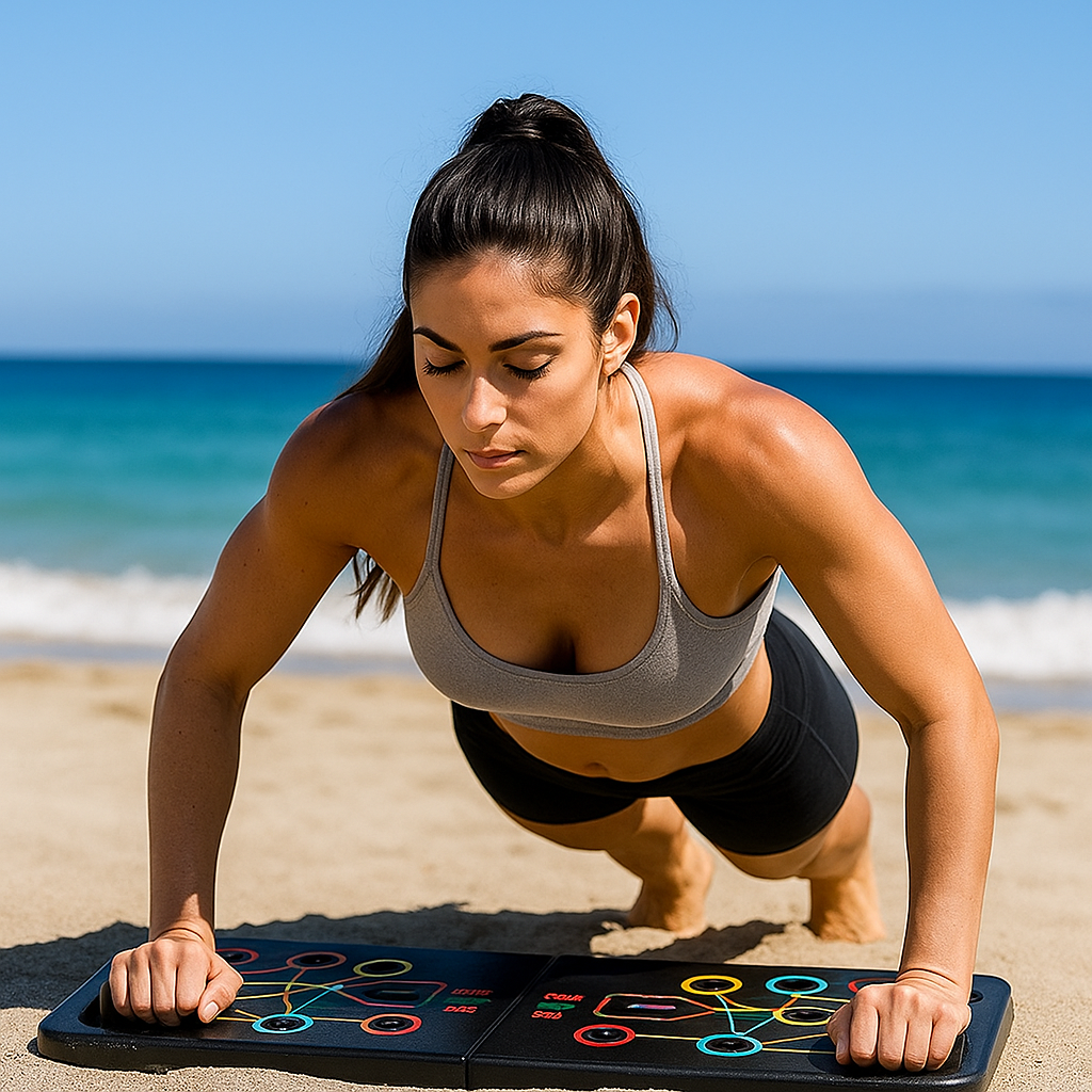 Color-Coded Push-Up Board with Resistance Band Combo
