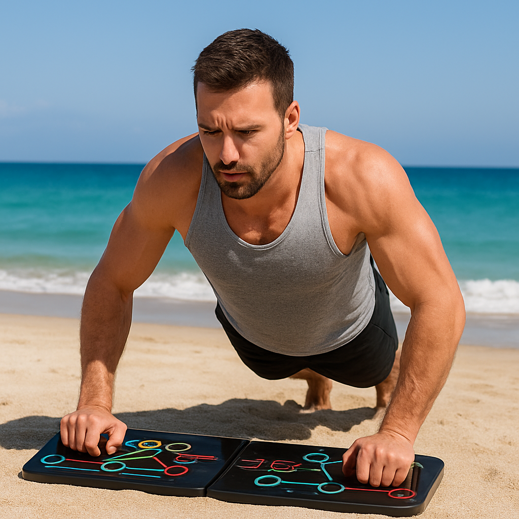 Color-Coded Push-Up Board with Resistance Band Combo
