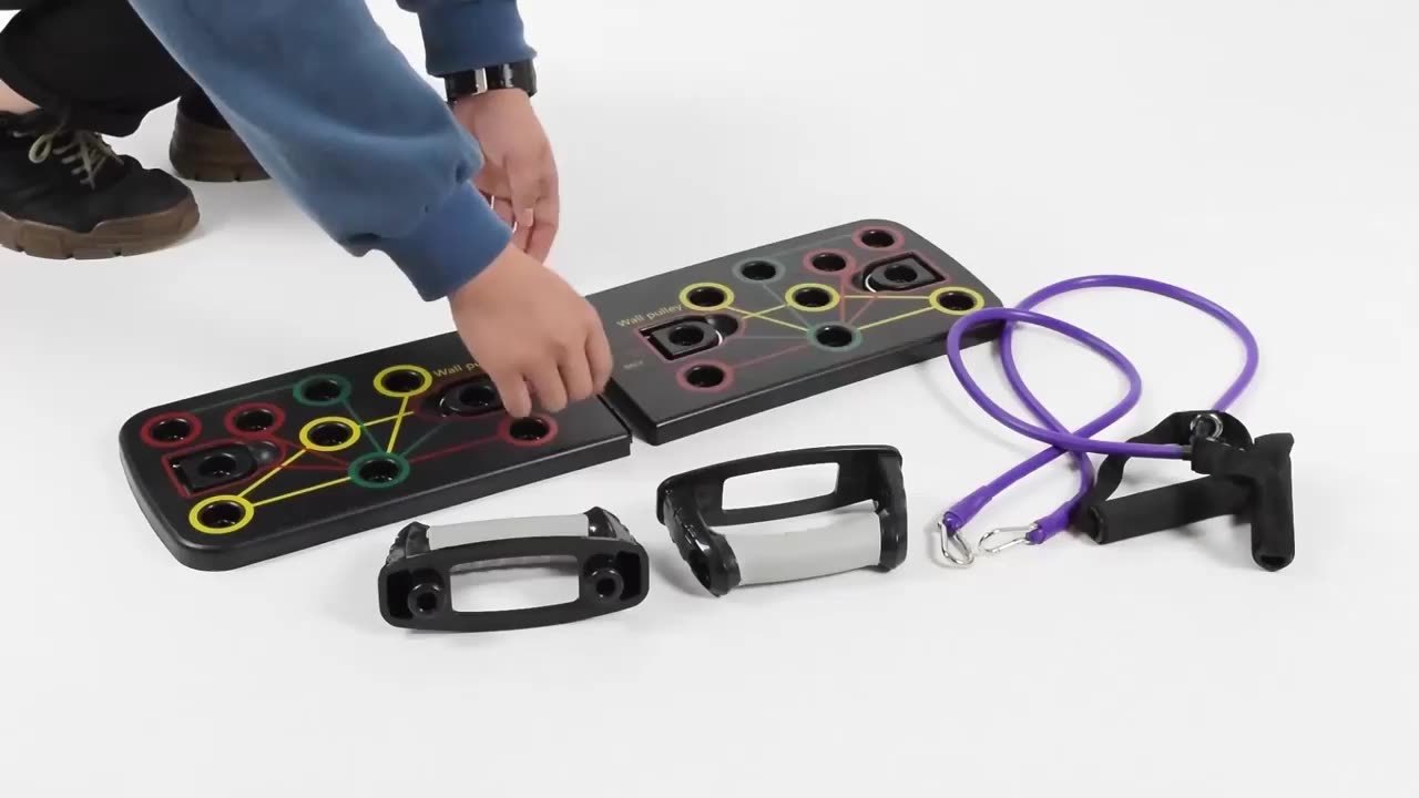 Color-Coded Push-Up Board with Resistance Band Combo