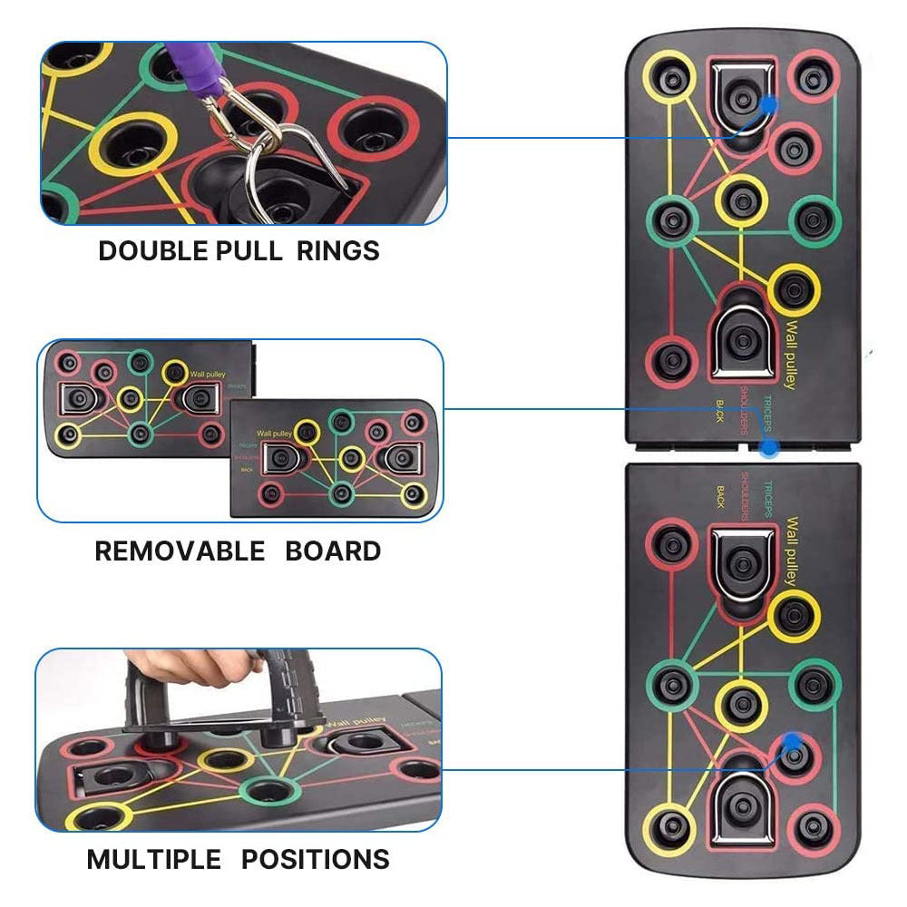 Color-Coded Push-Up Board with Resistance Band Combo